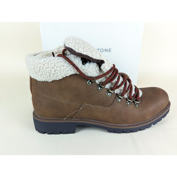 Sun Stone Glenn Winter Boots Mens 12 M Brown Faux Fur Trimmed Lace Up Shoes NWB main image 11